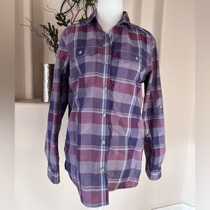Eddie Bauer Womens Shirt Purple XS Travex Button Up Outdoor Vented Pockets UPF